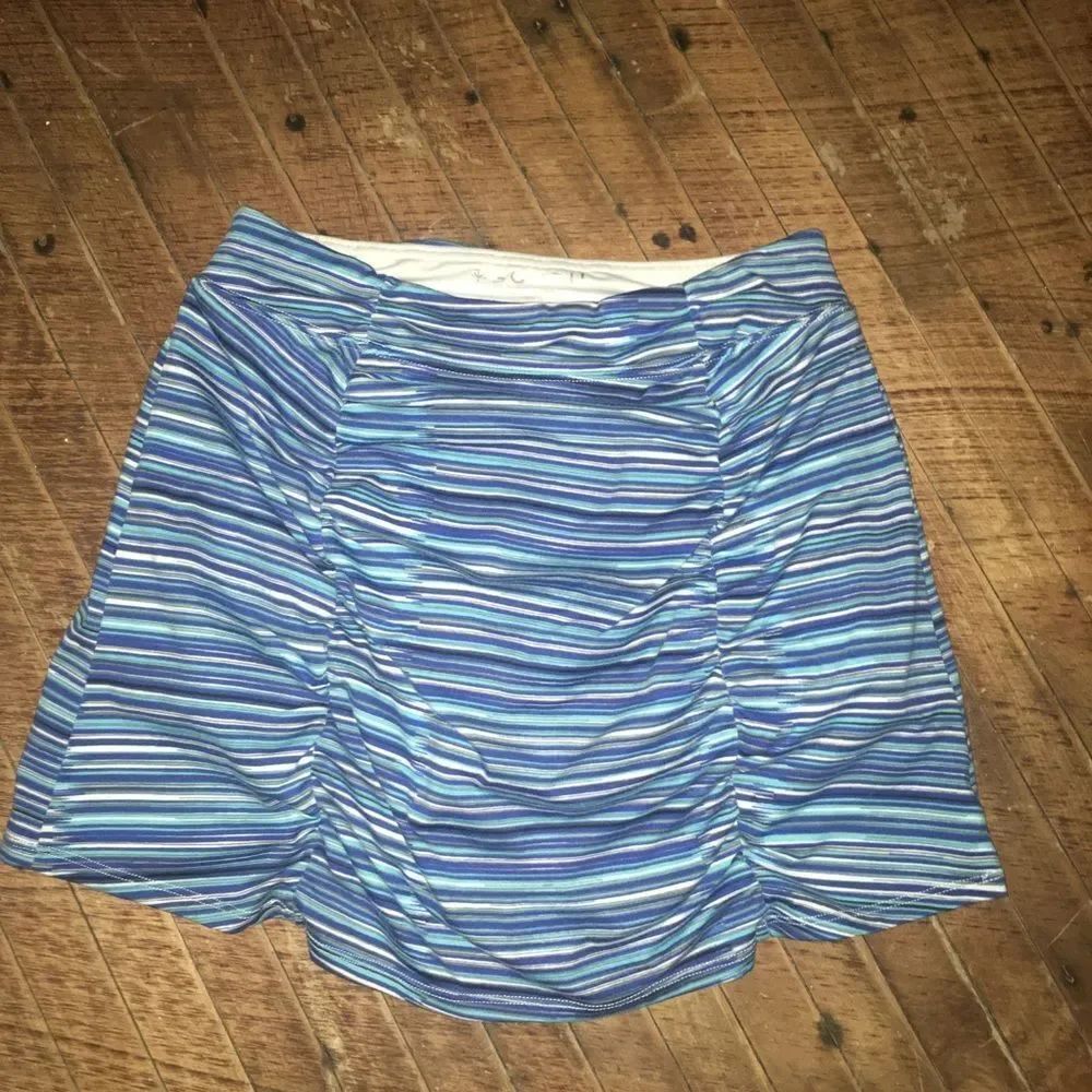 Soybu striped, ruched front athletic skirt